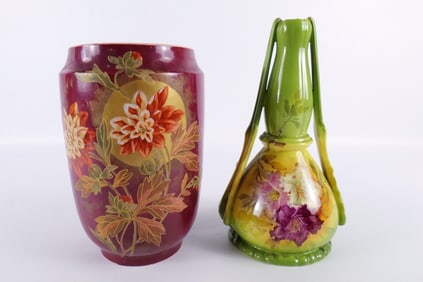 Lot of 2 Antique Royal Bonn Porcelain Vases