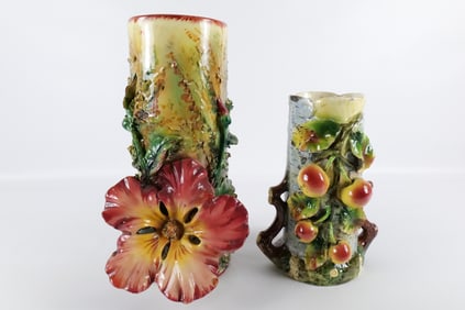 Lot of 2 Antique Majolica Pieces