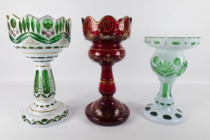Lot of 3 Bohemian Glass Lusters