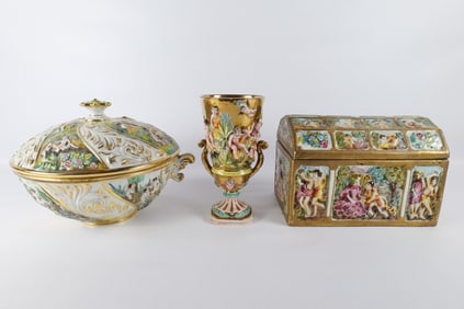 Lot of 3 Pieces of Antique Capodimonte