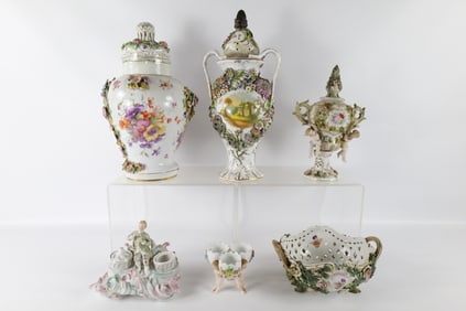 Lot of 6 Floral Porcelain Pieces