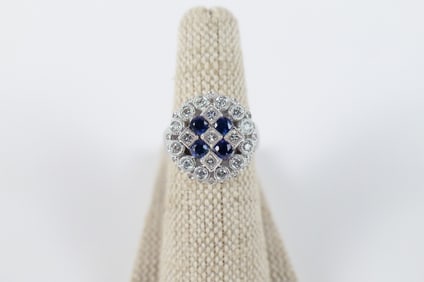 18K White Gold Sapphire and Diamond Ring