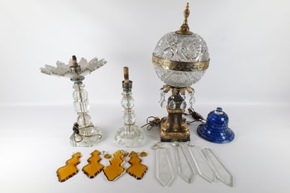 Lot of Lamps, Shades, and Crystals