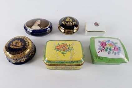 Lot of 6 Porcelain Dresser Boxes