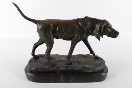 Bronze Hunting Dog Figurine