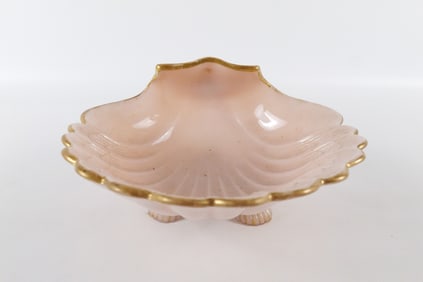 Pastel Pink Milk Glass Shell Footed Compote