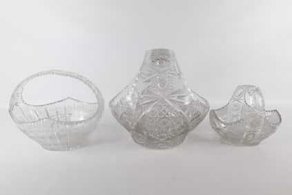 Lot of 3 Cut Crystal Baskets