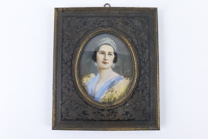 Hand Painted Miniature Portrait of Queen Astrid