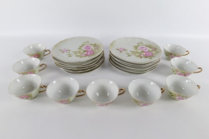 Hand Painted Lefton China Snack Plates and Cups
