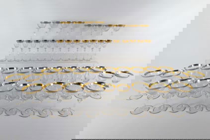 Lot of Gold Rimmed Etched Glasses