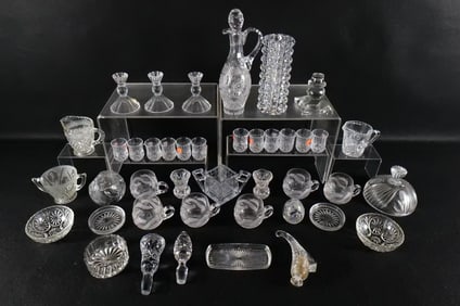 Lot of Cut Crystal and Pressed Glass