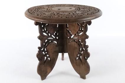 Carved Wooden Stool/Table/Plant Stand