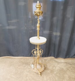 Vintage Brass Piano Lamp with Marble Stand