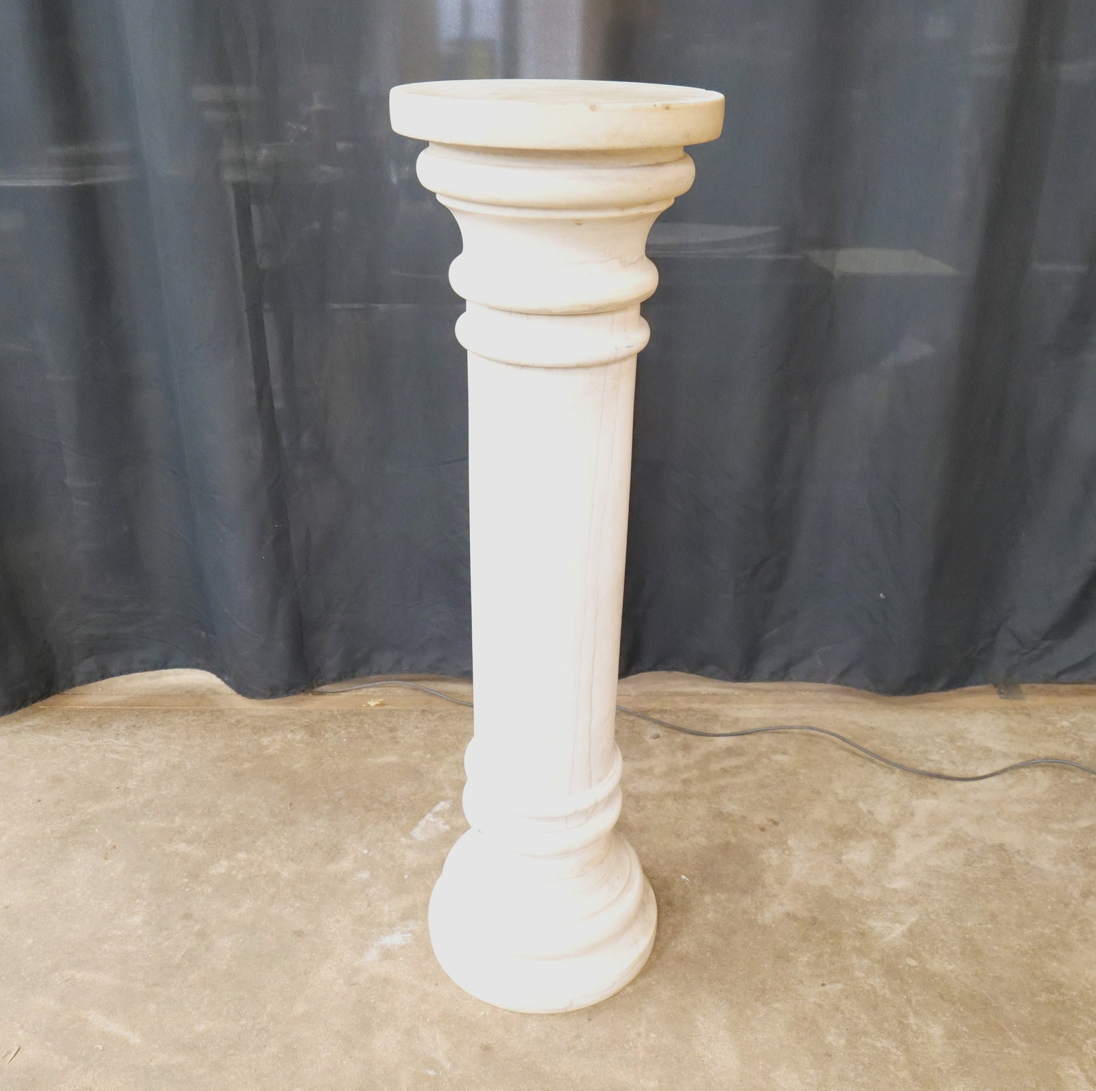 Marble Pedestal: Marble Pedestal. Some scratching and chipping to the marble - mostly on the top edge. Circa Late 20th Century. Measures 40" tall x 11.75" diameter. All invoices must be paid within 24 hours of the sal