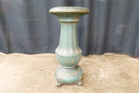 Porcelain Pedestal: Porcelain Pedestal. Some minor loss to the paint. Overall good condition. Measures 24.5" tall x 12.5" wide. All invoices must be paid within 24 hours of the sale. We offer multiple shipping options pl