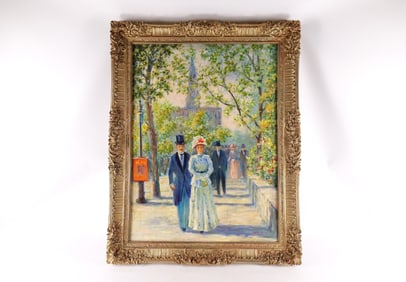 Serigraph on Canvas with Hand Painted Highlights - Couple Walking