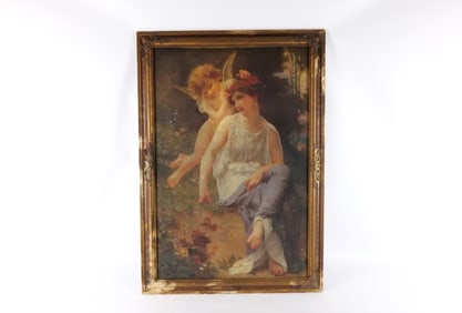 Print on Board with Hand Painted Highlights - Venus and Cupid