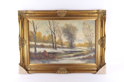 Oil on Canvas - Winter Landscape Scene