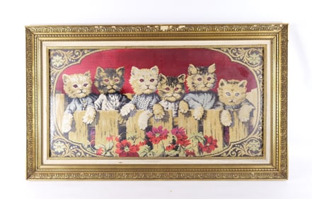 Framed Throw Rug - Kittens