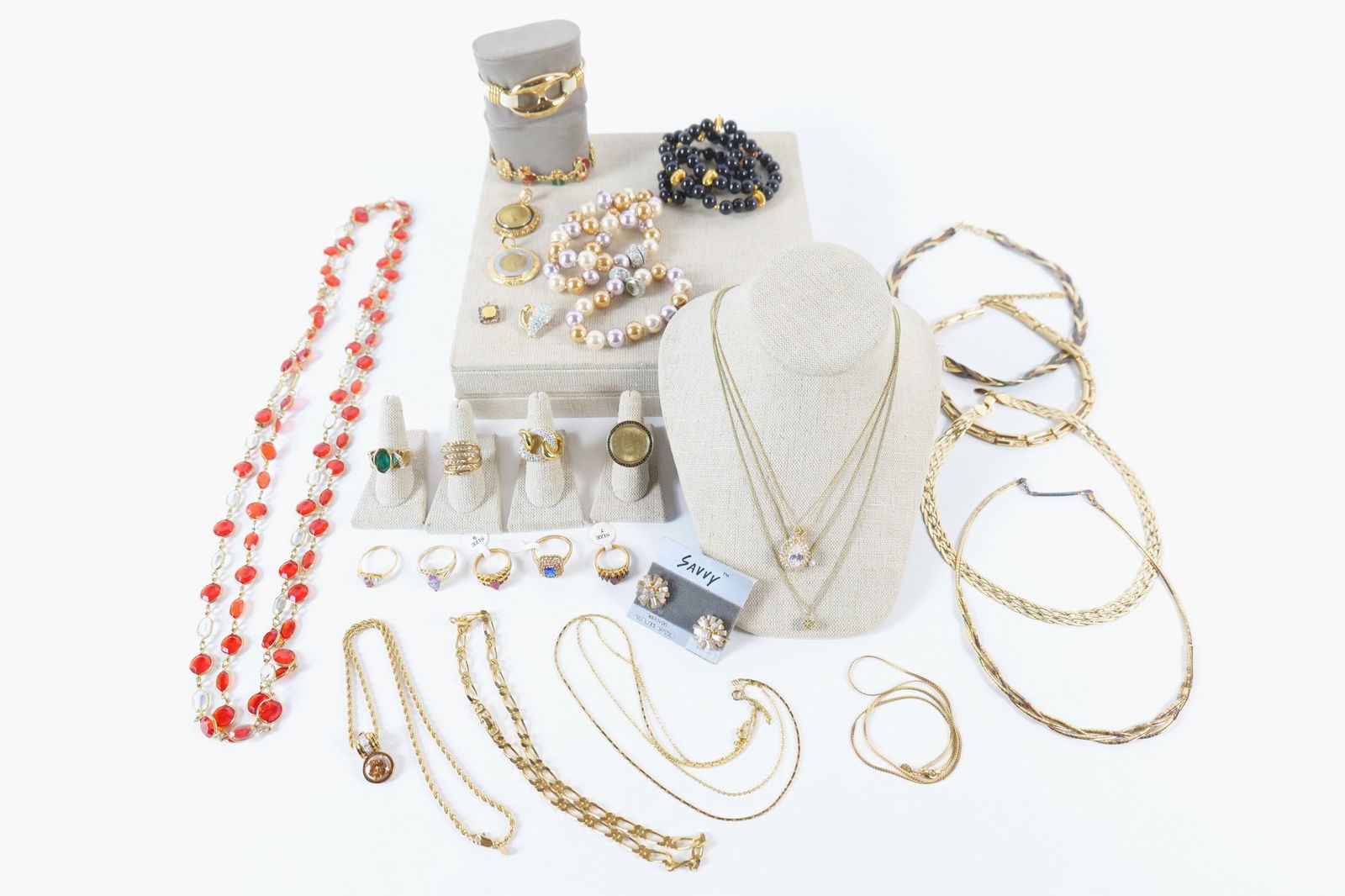 Group of Gold Tone Costume Jewelry