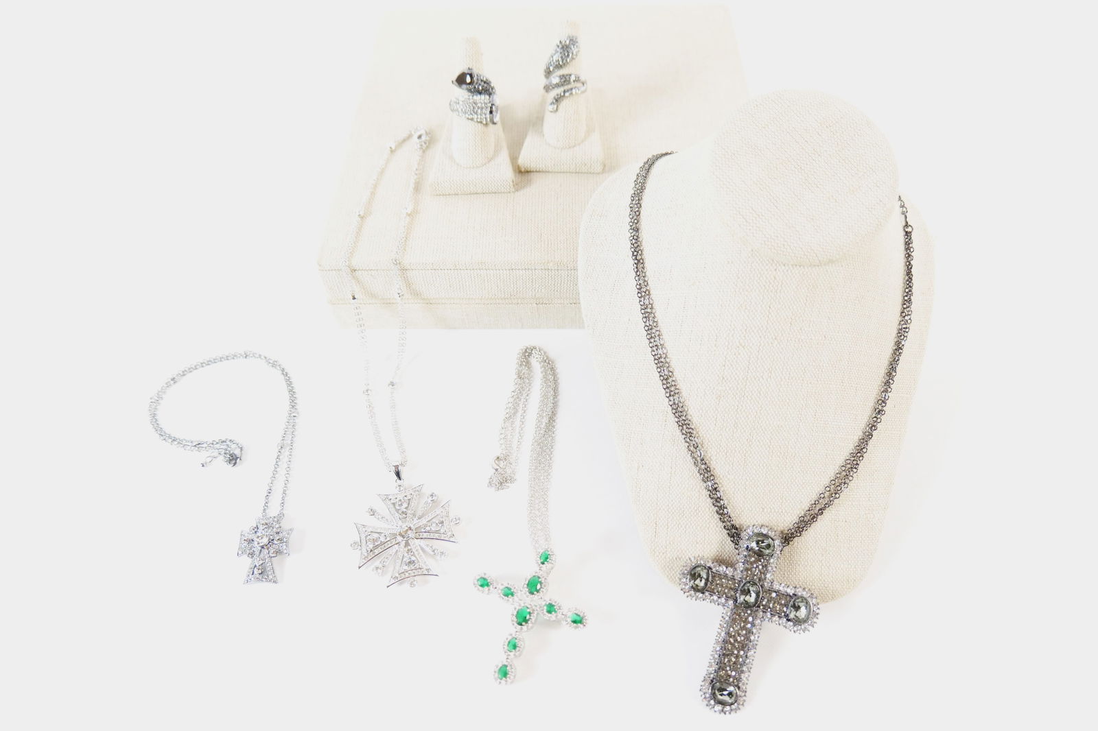 Silver Tone and Gunmetal Costume Jewelry: Silver Tone and Gunmetal Costume Jewelry. The group includes a mix of both silver tone and gunmetal costume jewelry. Featuring a sz 8.5 gunmetal wrap style ring with both black and white rhinestones b