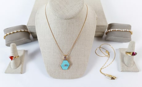 Group of Ladies Gold Tone Sterling Jewelry