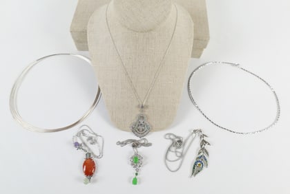 Group of Sterling Necklaces and Pendants