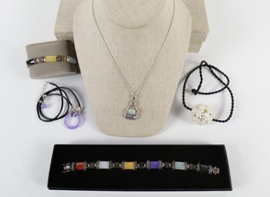 Group of Sterling and Jade Jewelry and More