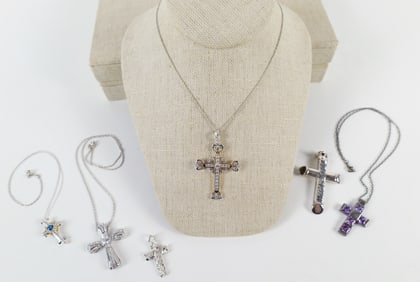 Mixed Sterling Cross Necklaces and Pendants