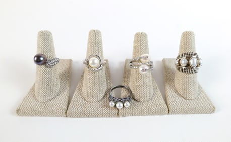 5 Sterling and Freshwater Pearl Rings
