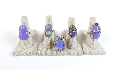 5 Sterling and Gemstone Rings- Chalcedony and More