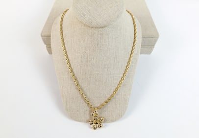 14K Gold Rope Chain and Pendant
