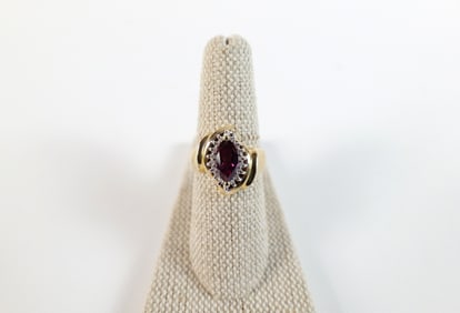 10K Garnet and Diamond Ring