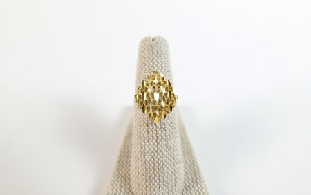 18K Etched Gold Ring