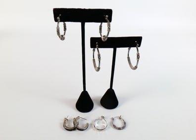Mixed Group of Sterling Hoop Earrings