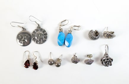 4 Pairs of Sterling Earrings and More