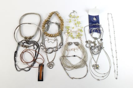 Large Group of Silver Tone Costume Jewelry