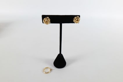 14K Gold Knot Studs and Ring Charm/Pendant