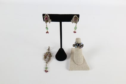 Group of Sterling Jewelry-Rubies and More