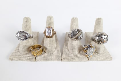 Group of 6 Silver and Gold Tone Fashion Rings
