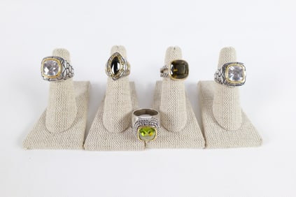 Group of 5 Silver and Gold Tone Fashion Rings