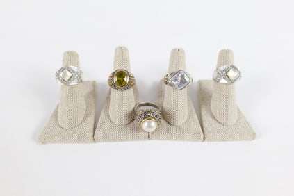 Group of 5 Silver and Gold Tone Fashion Rings