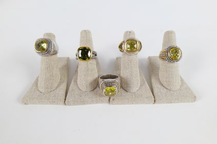 Group of 5 Silver and Gold Tone Fashion Rings
