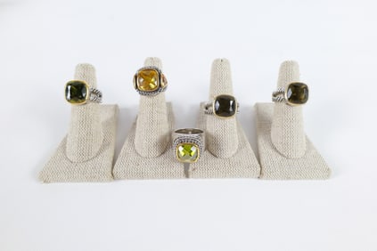 Group of 5 Silver and Gold Tone Fashion Rings
