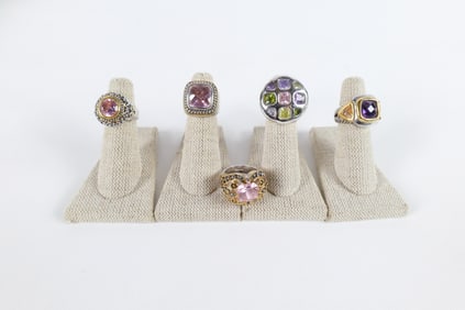 Group of 5 Silver and Gold Tone Fashion Rings