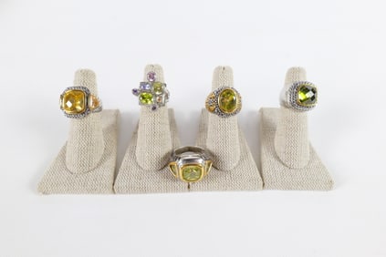 Group of 5 Silver and Gold Tone Fashion Rings