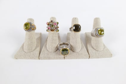 Group of 5 Silver and Gold Tone Fashion Rings