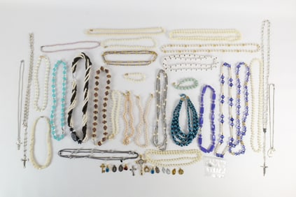 Large Group of Vintage Costume Necklaces and More