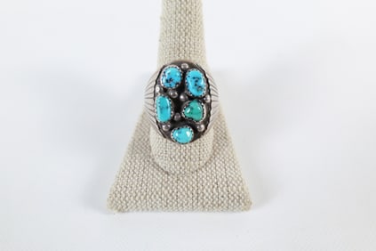 Vintage Mens Navajo Sterling and Turquoise Ring