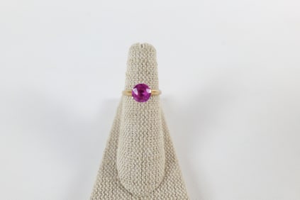 Vintage 14K Pink Sapphire Solitaire Ring